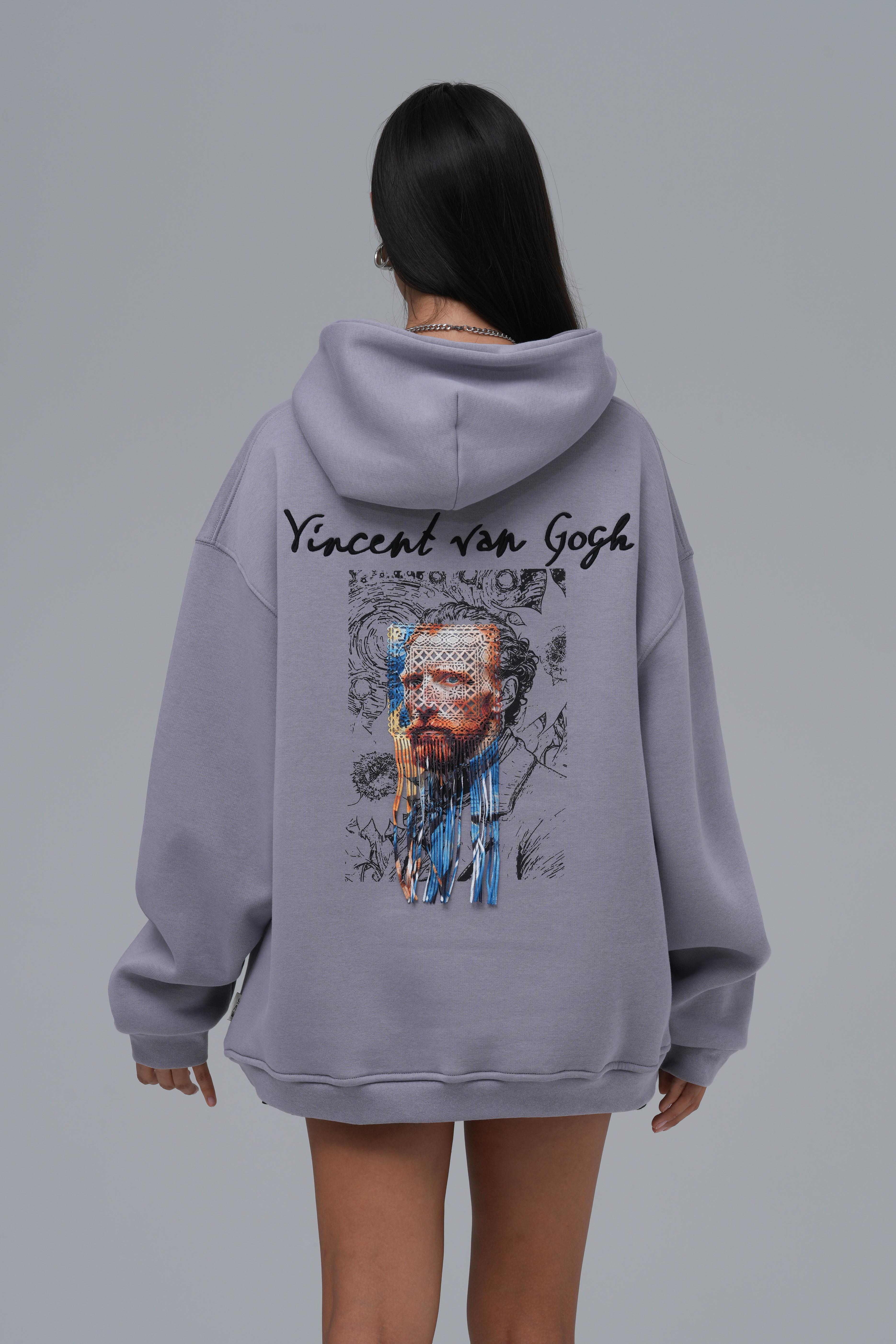 Van Gogh Threads Oversize Sweatshirt Kadın Gri