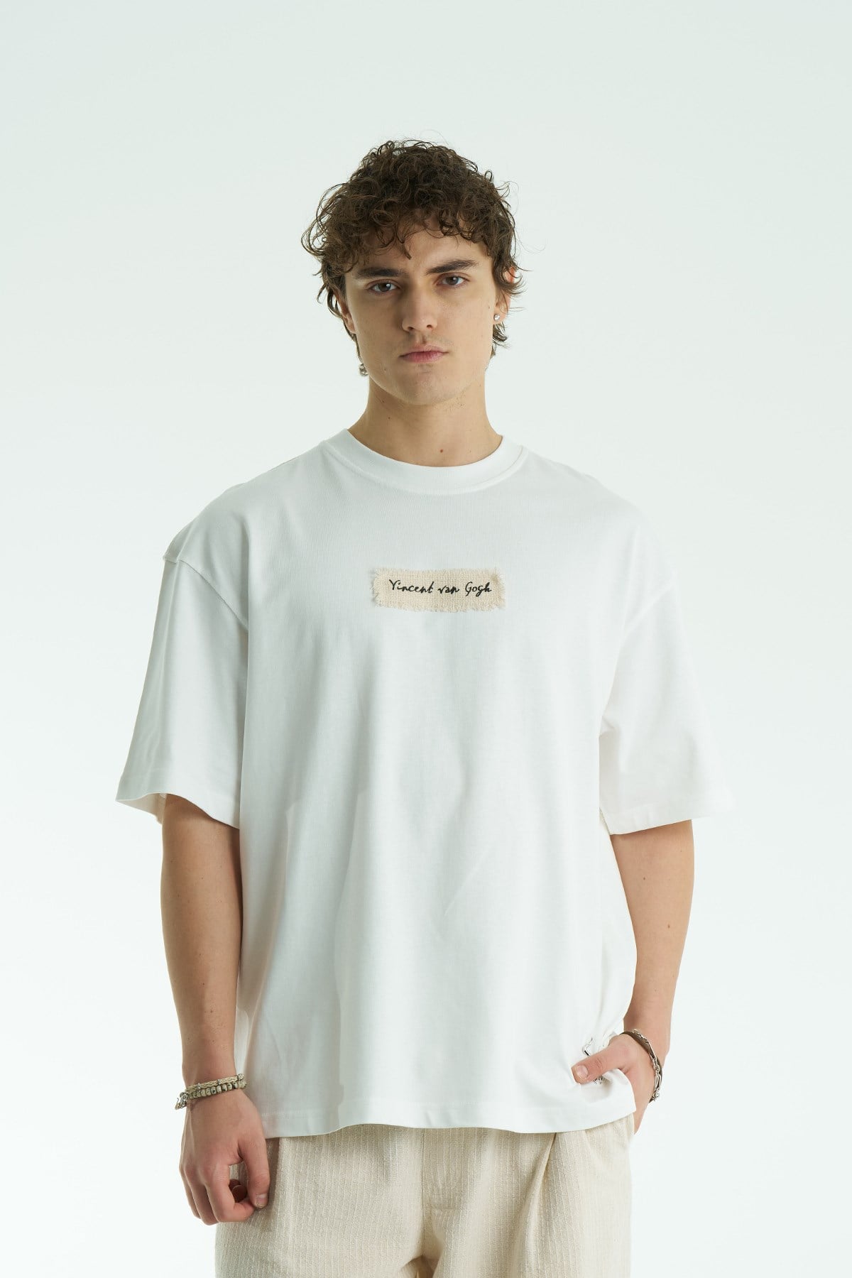 Vincent Canvas Oversize Erkek Tişört Ekru