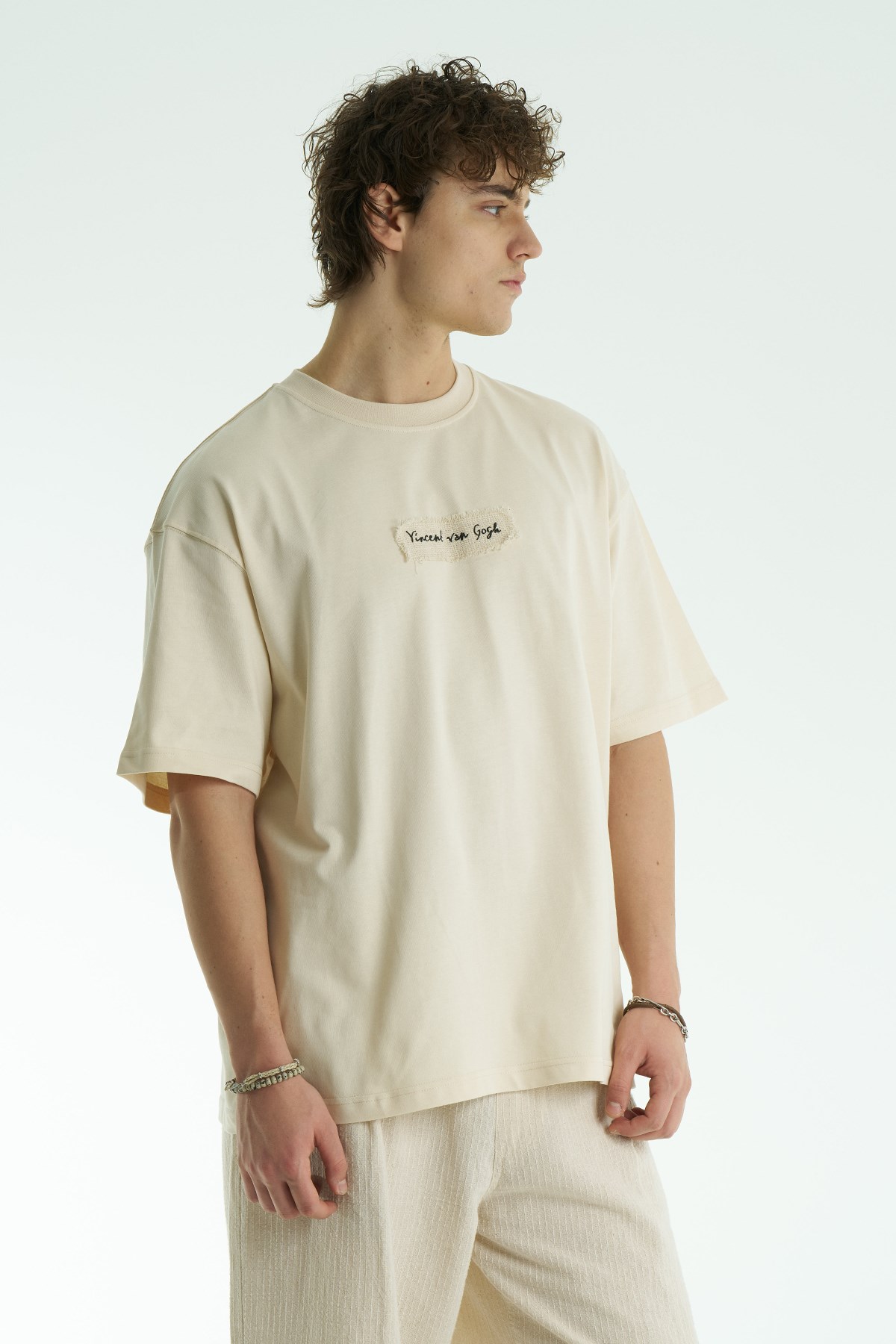 Vincent Canvas Oversize Erkek Tişört Stone