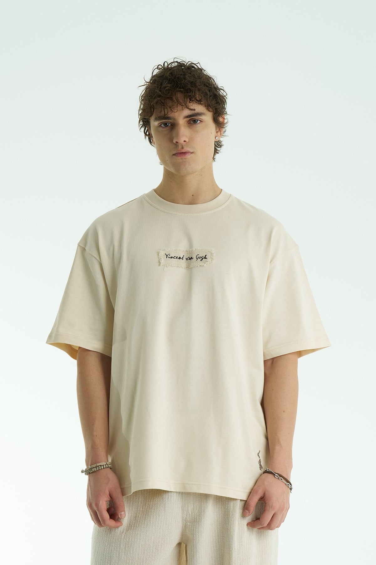 Vincent Canvas Oversize Erkek Tişört Stone