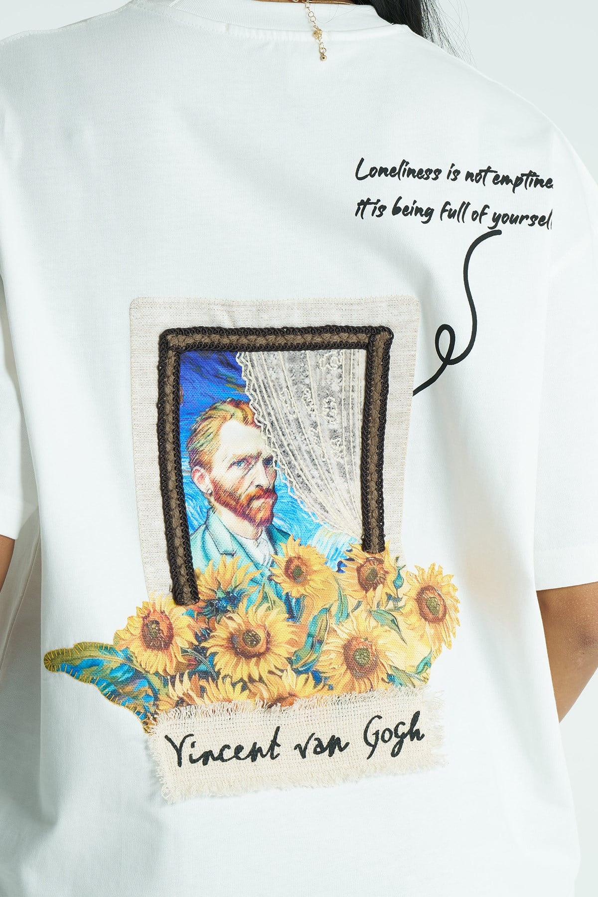 Vincent Canvas Oversize Kadın Tişört Ekru