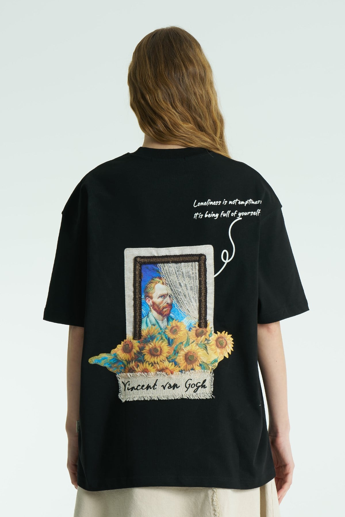 Vincent Canvas Oversize Kadın Tişört Siyah