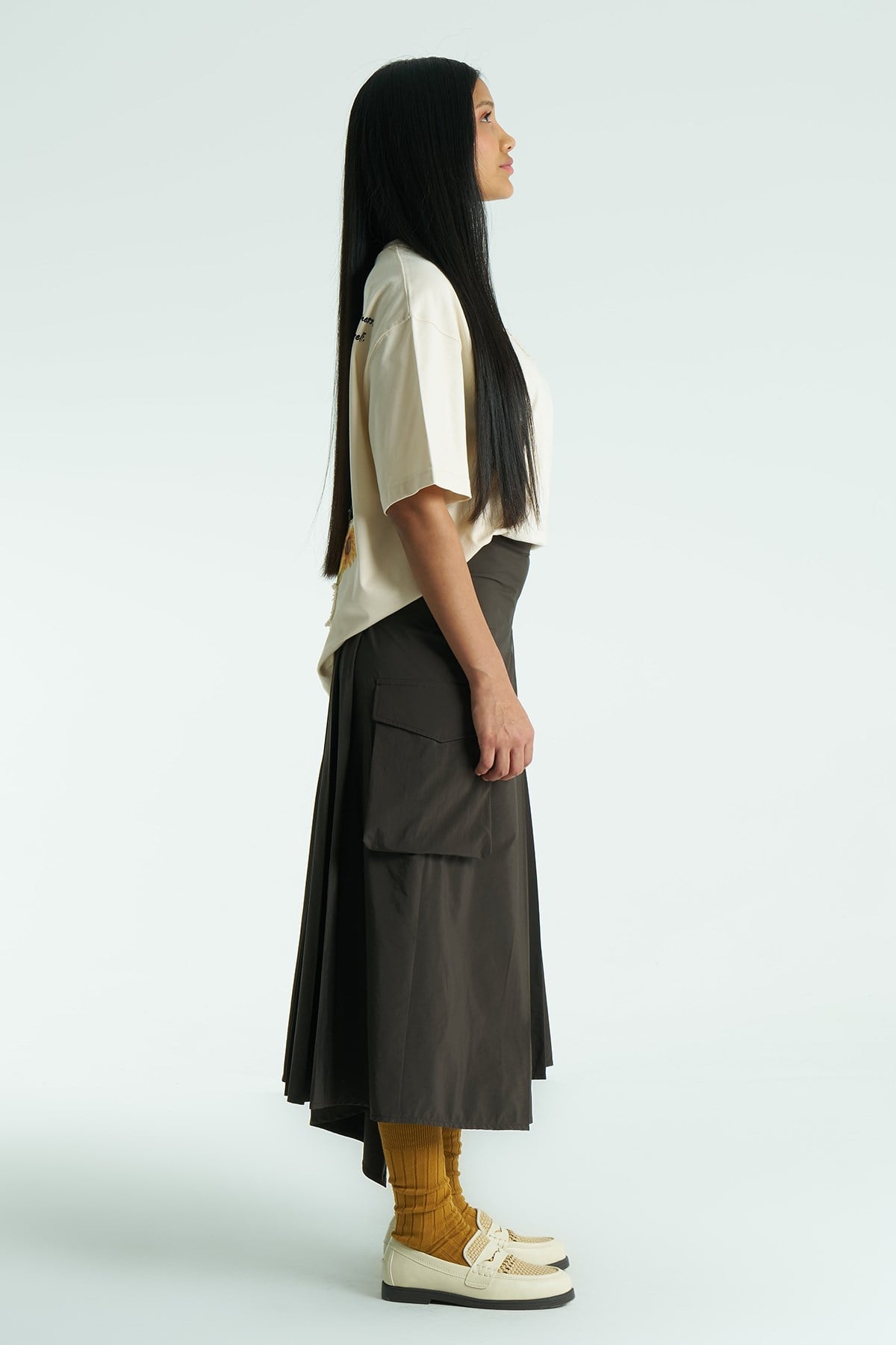 Vincent Canvas Oversize Kadın Tişört Stone