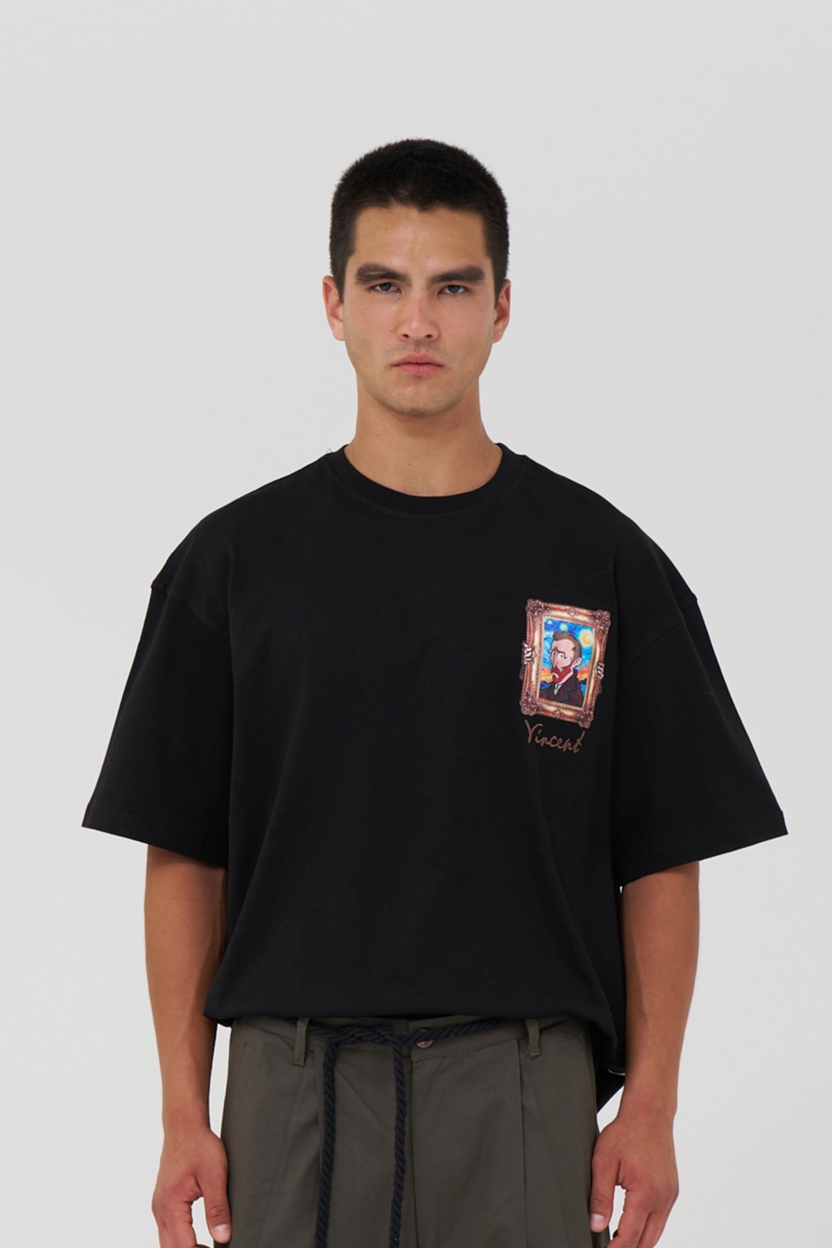 Vincent Canvas Tale Oversize Erkek Tişört Siyah