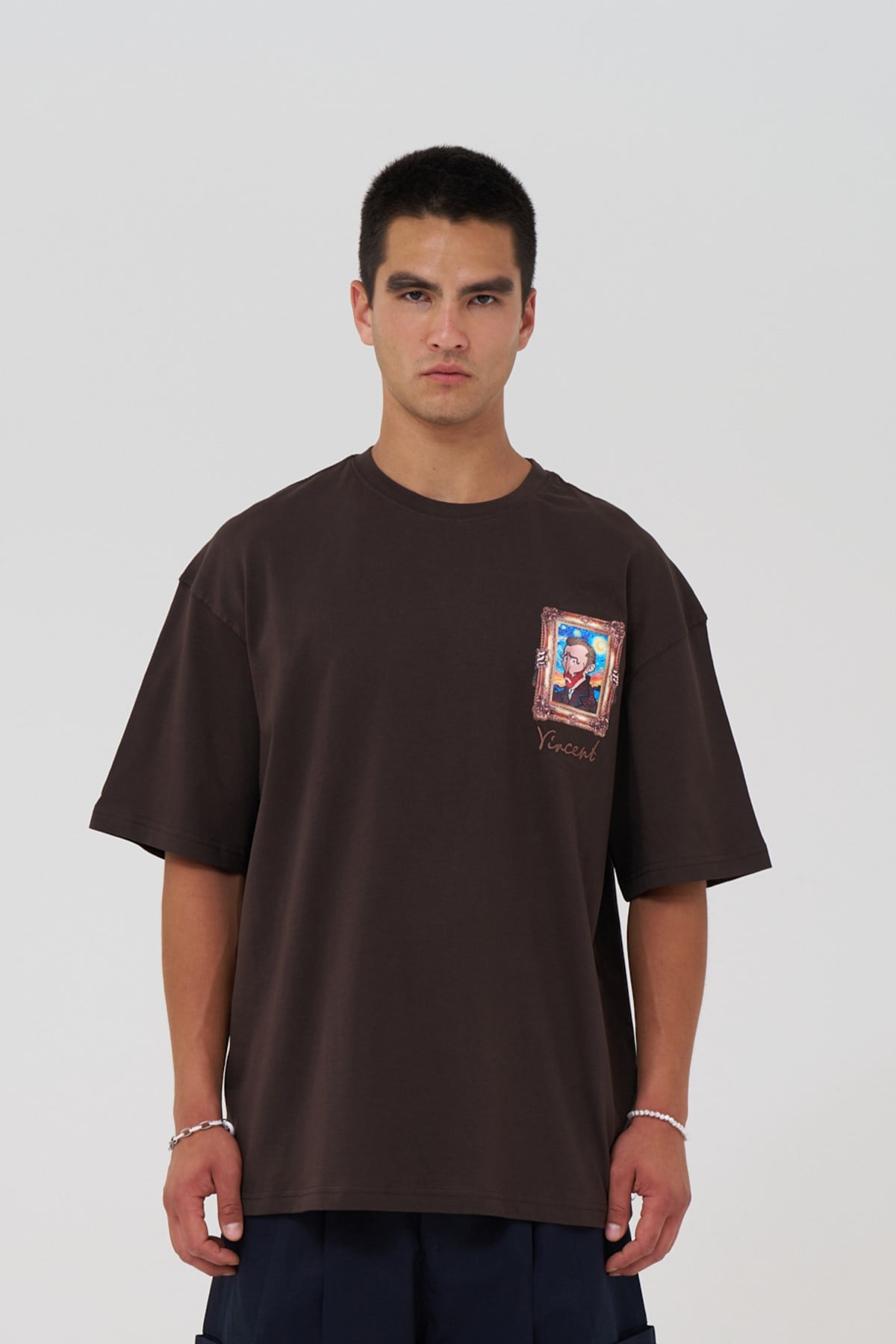 Vincent Canvas Tale Oversize Erkek Tişört Kahverengi