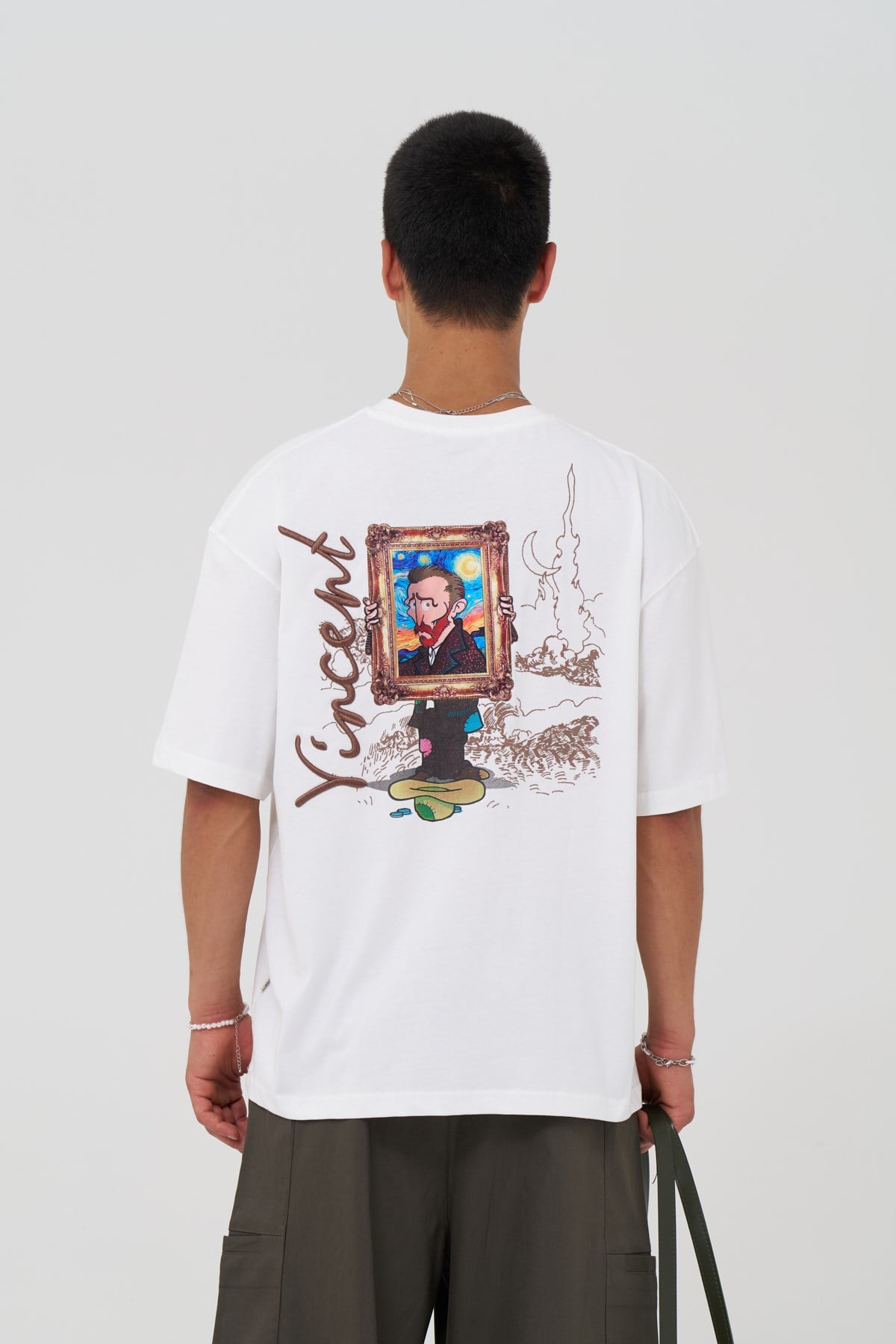 Vincent Canvas Tale Oversize Erkek Tişört Ekru