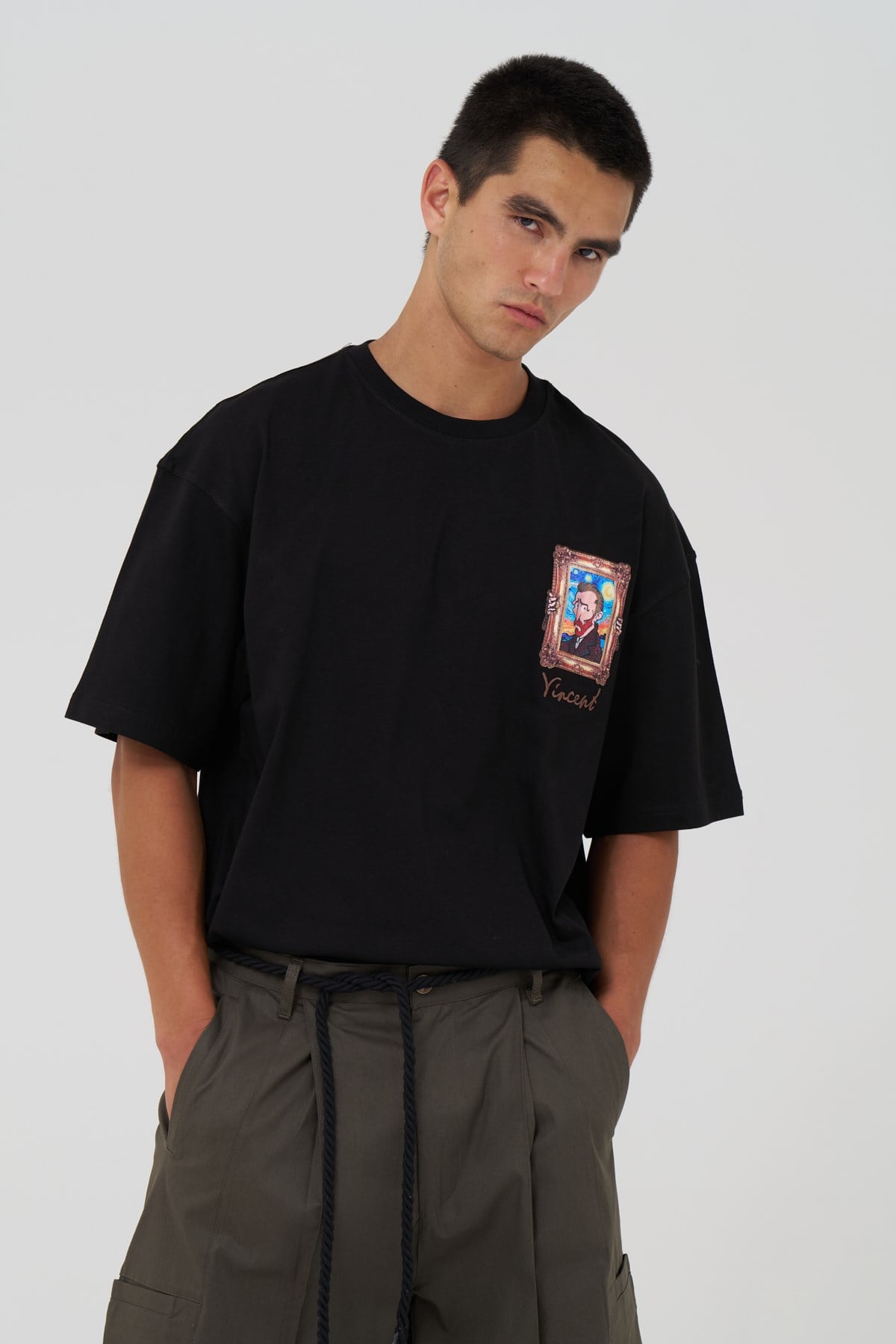Vincent Canvas Tale Oversize Erkek Tişört Siyah