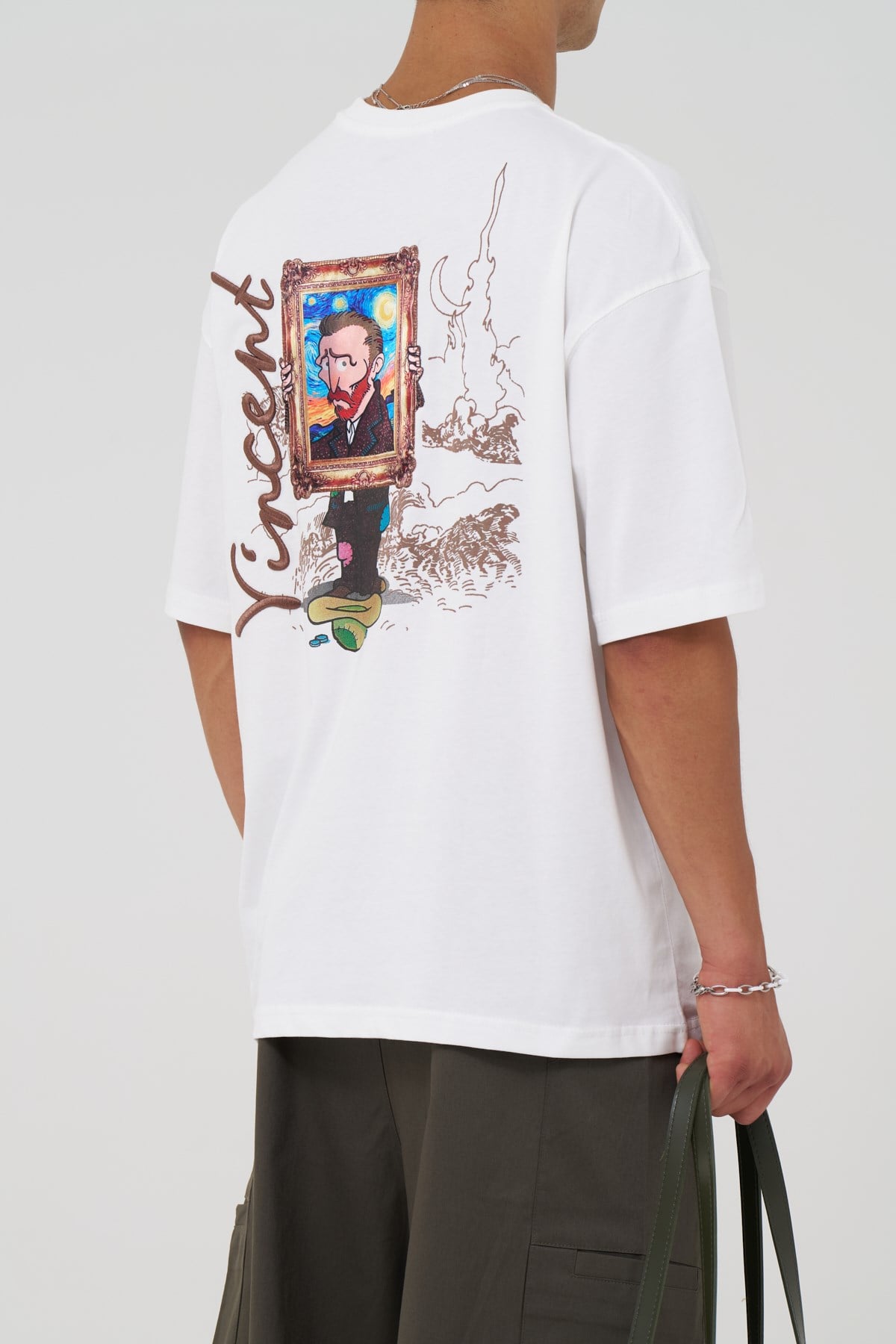 Vincent Canvas Tale Oversize Erkek Tişört Ekru