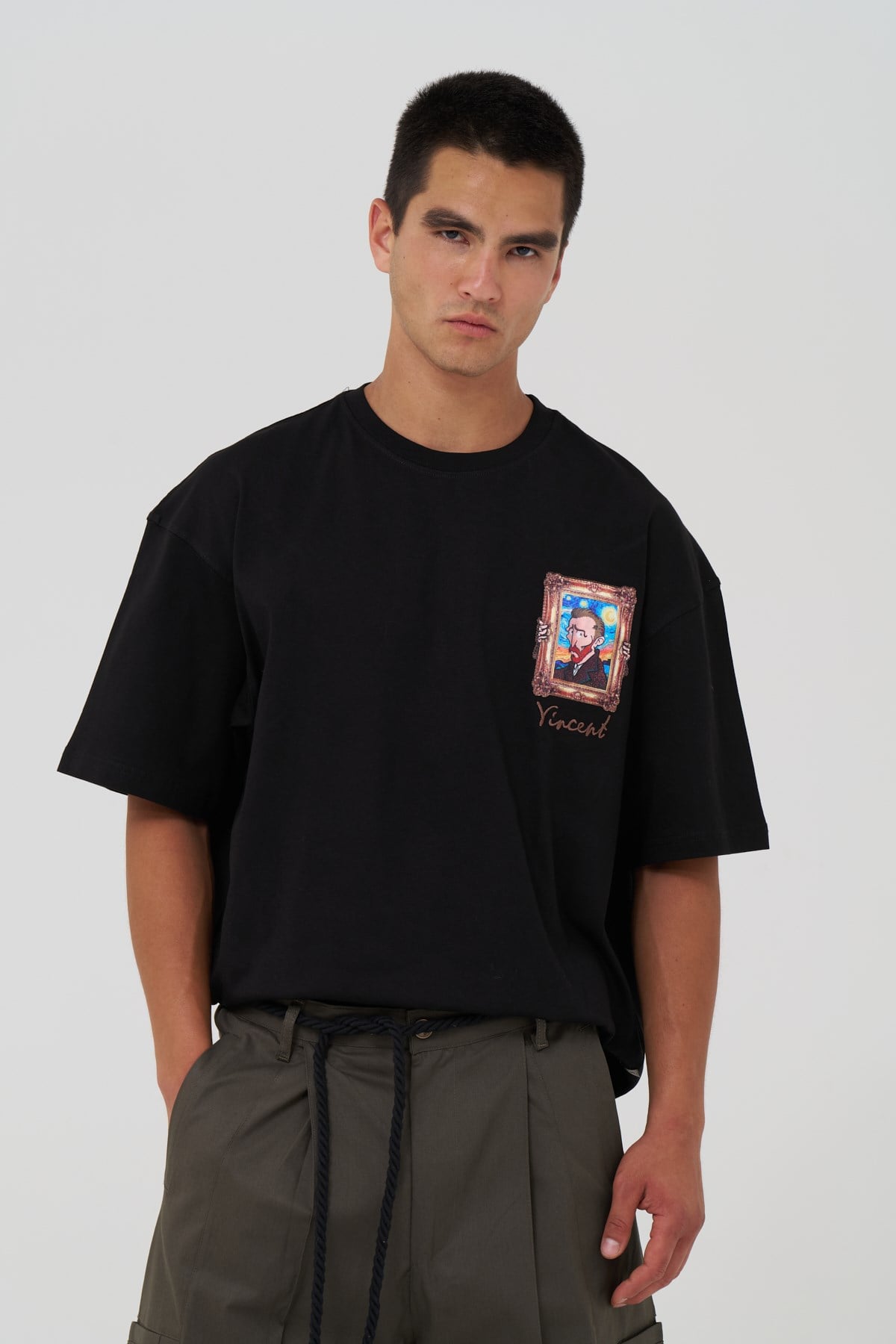Vincent Canvas Tale Oversize Erkek Tişört Siyah