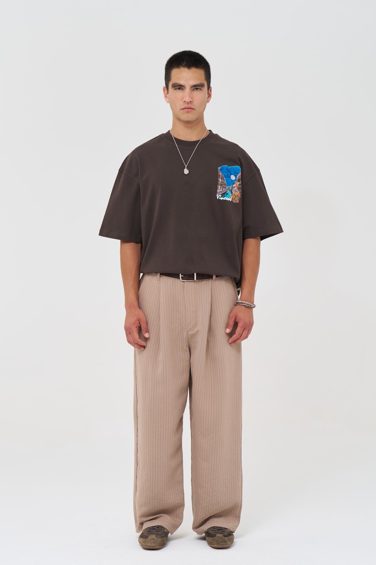 Vincent Venice Oversize Erkek Tişört Kahverengi