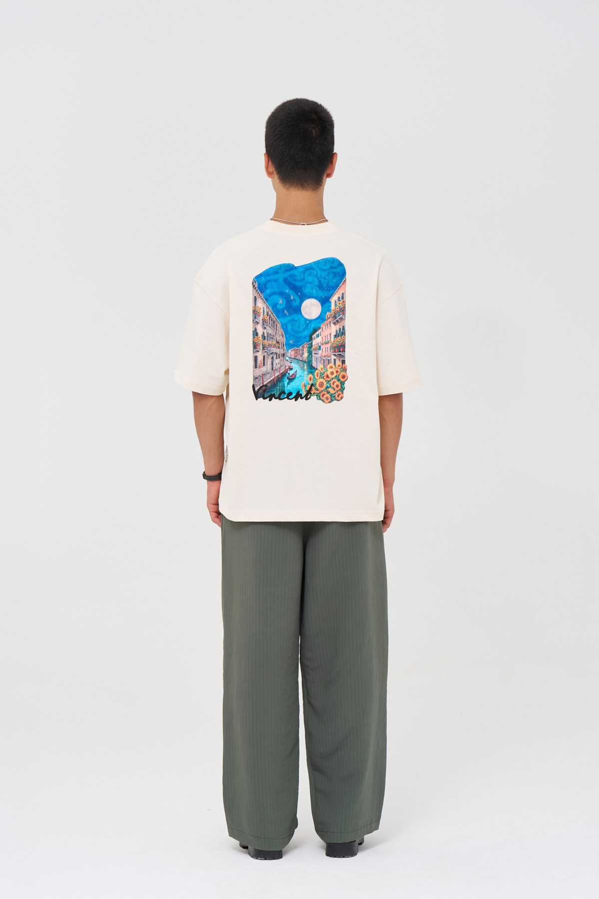 Vincent Venice Oversize Erkek Tişört Stone