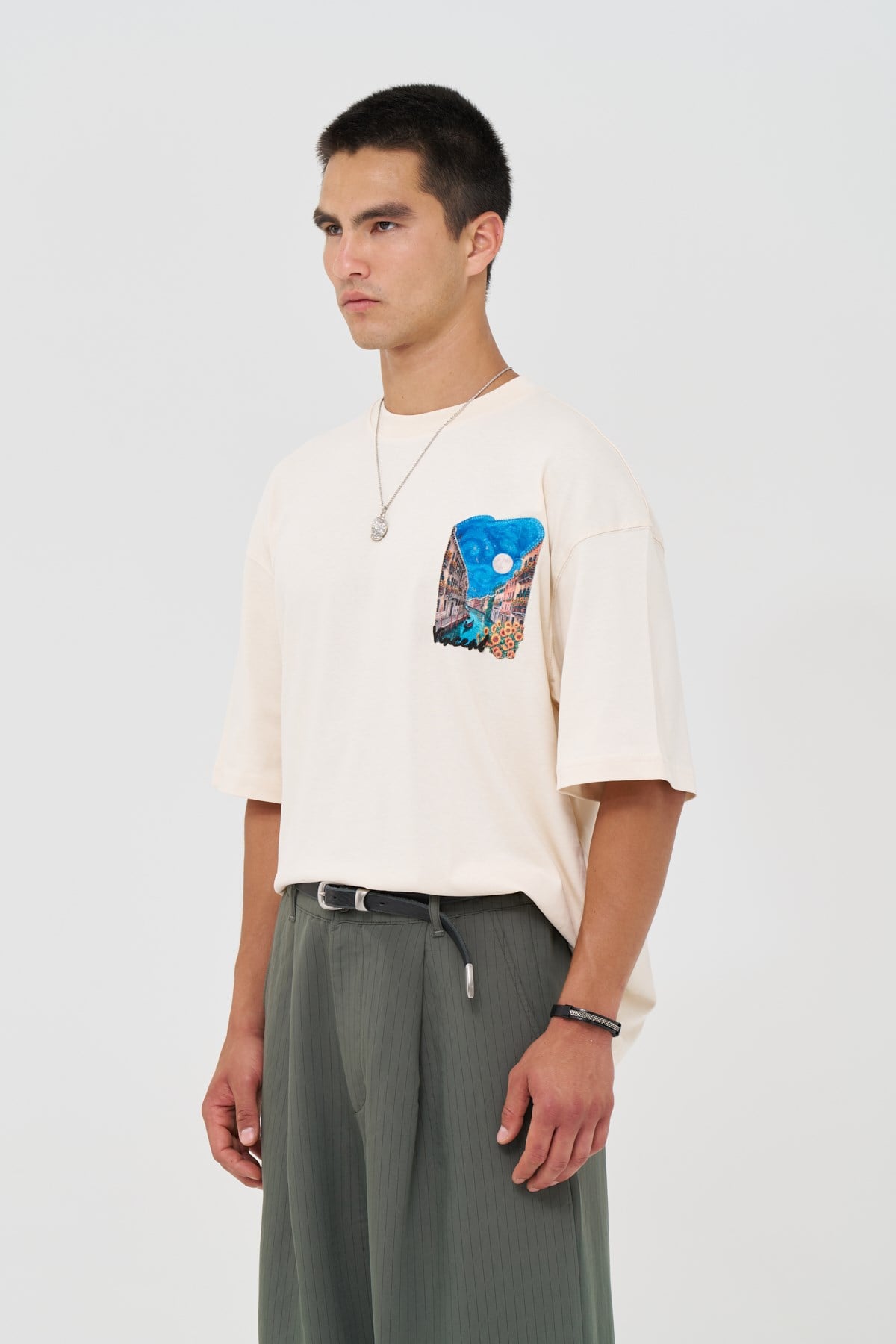 Vincent Venice Oversize Erkek Tişört Stone
