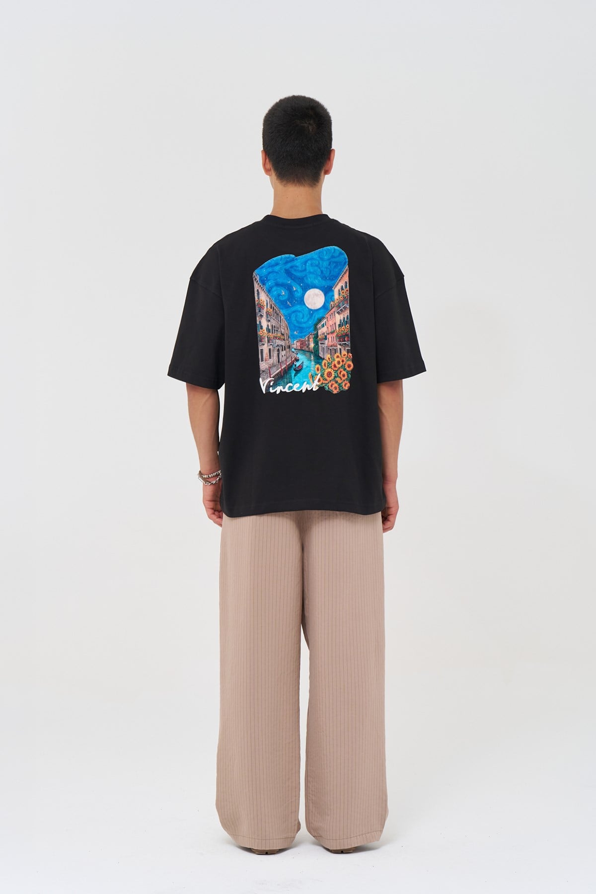 Vincent Venice Oversize Erkek Tişört Siyah