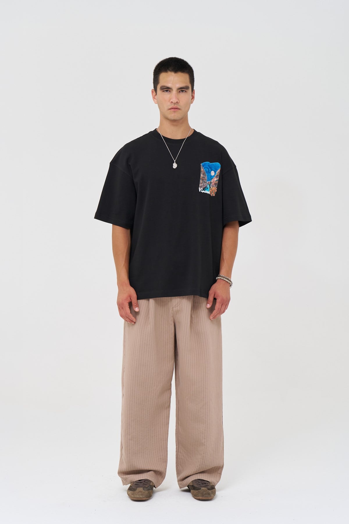 Vincent Venice Oversize Erkek Tişört Siyah