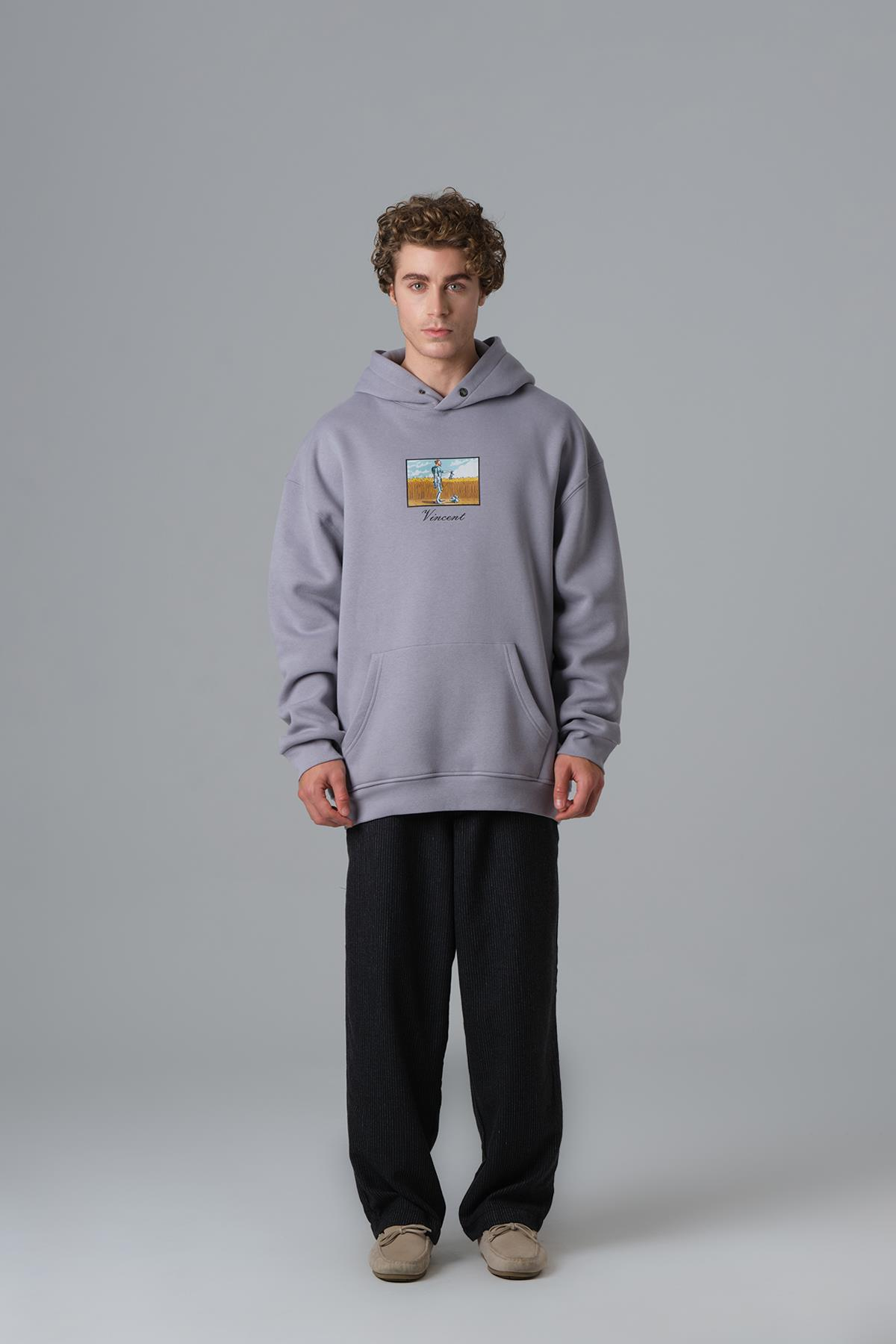 Vincent's Tears Oversize Sweatshirt Erkek Gri