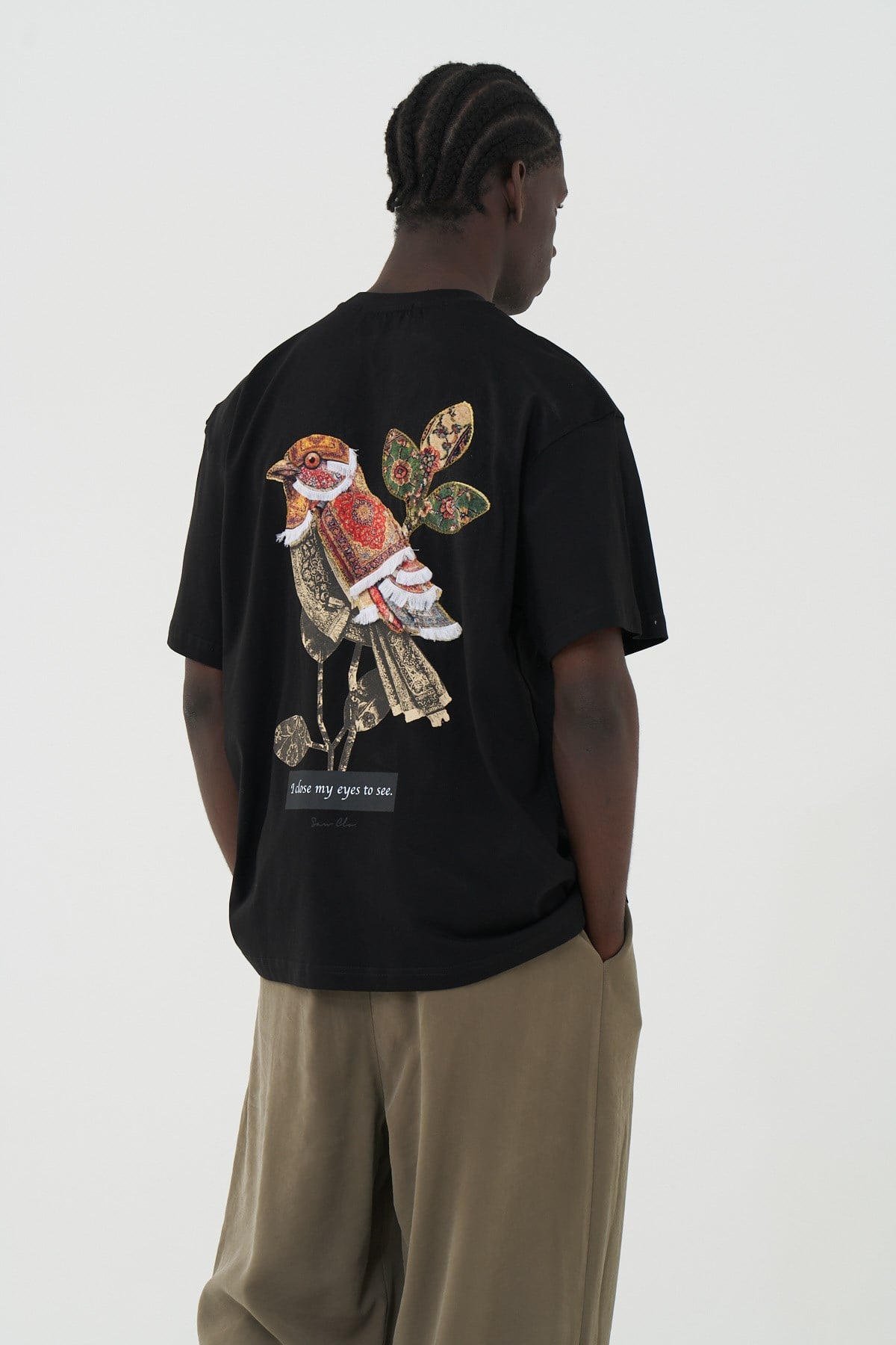 Vision Bird Oversize Erkek Tişört Siyah