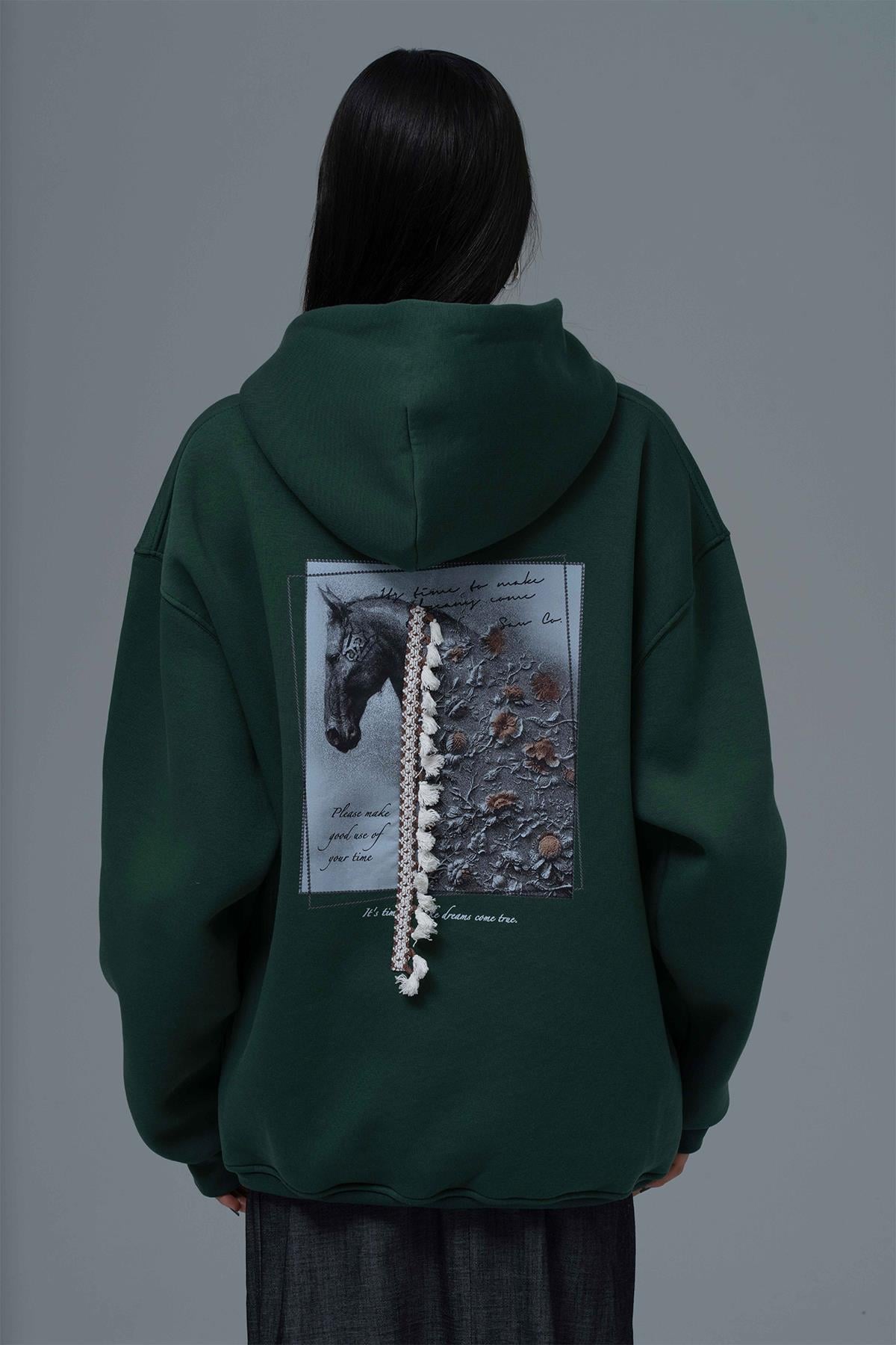 Wild Spirit Oversize Sweatshirt Kadın Yeşil