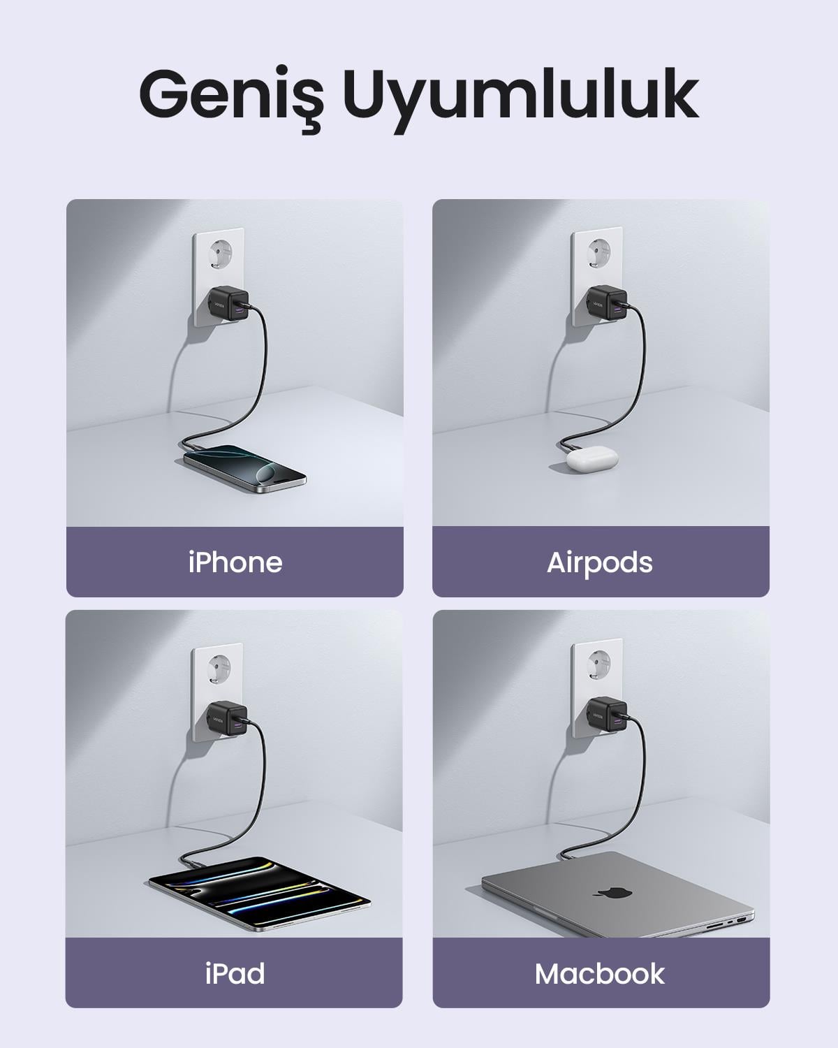 UGREEN 30W GaN Hızlı Şarj Cihazı 2 Portlu, 1xUSB-A