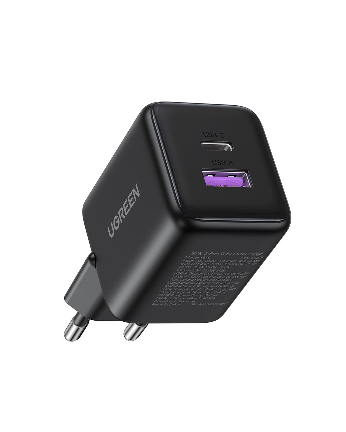 UGREEN 30W GaN Hızlı Şarj Cihazı 2 Portlu, 1xUSB-A