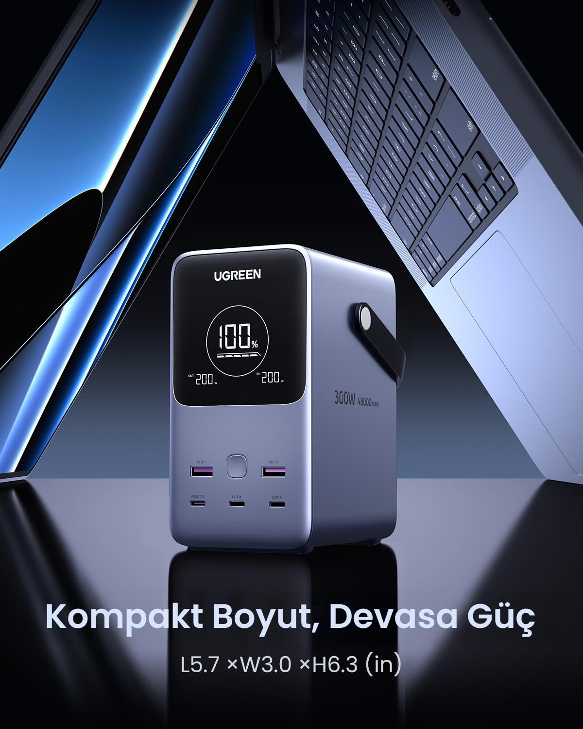 UGREEN 48.000 mAh 300W 5 Portlu Şarj İstasyonu 3xU