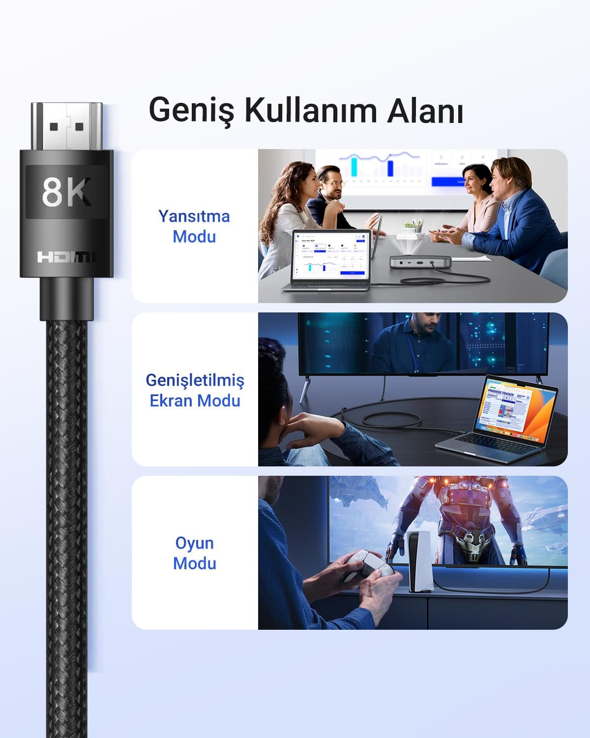 UGREEN 8K HDMI Görüntü Aktarma Kablosu, 1,5 Metre,