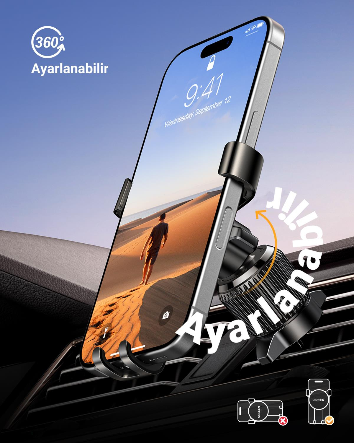 UGREEN Araç İçi Telefon Tutacağı Air Vent