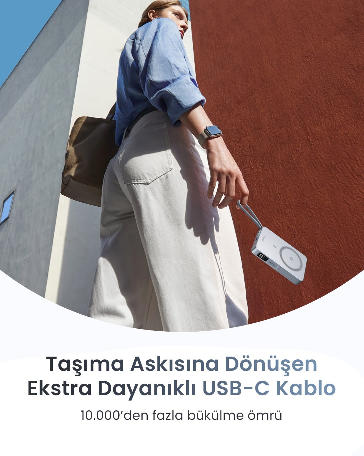 UGREEN MagFlow 10.000 mAh 25W Qi2 Magnetik Wireles USB-C Dahili Kablolu Hızlı Şarj Powerbank