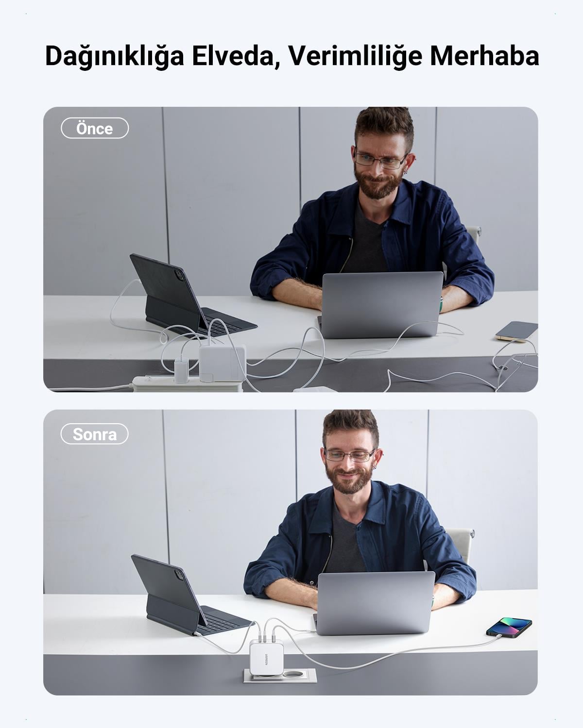 UGREEN Nexode 140W GaN 3 Portlu Hızlı Şarj Cihazı