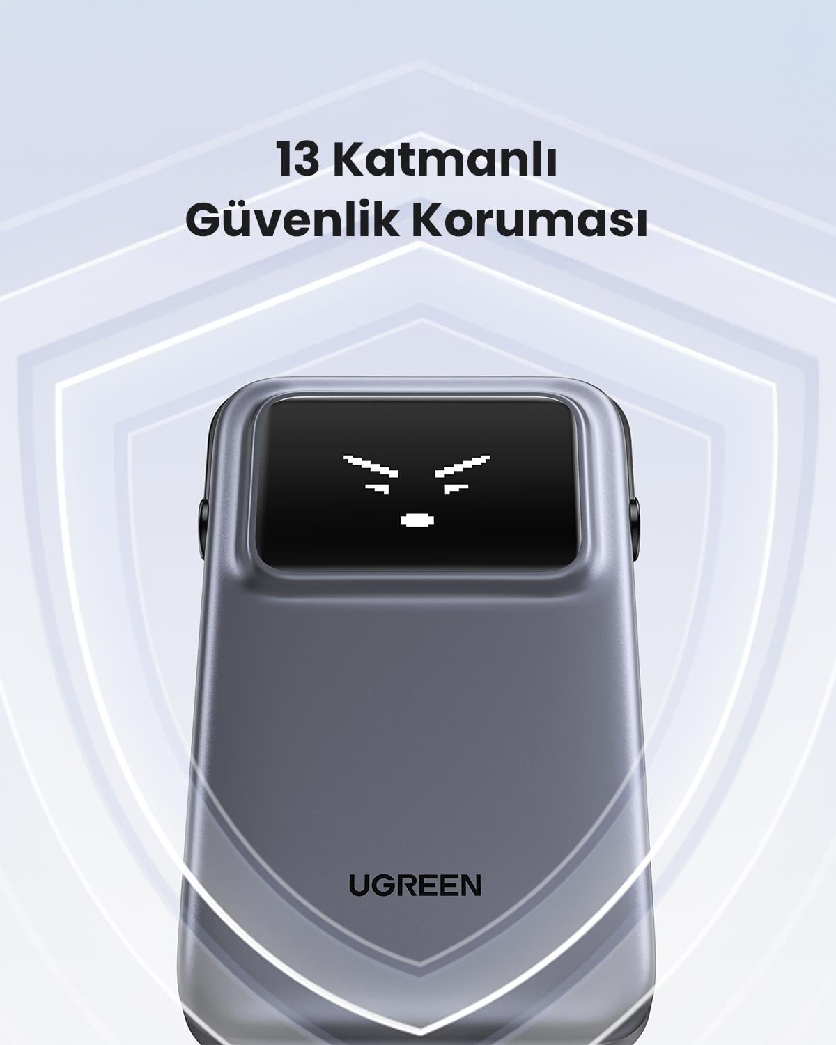 UGREEN Uno Dahili Kablolu 10.000 mAh 30W Powerbank