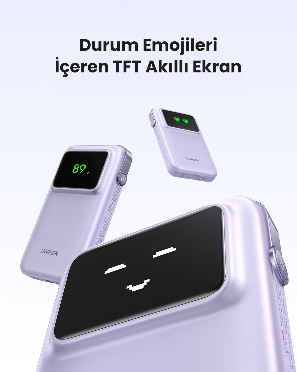 UGREEN Uno Kablolu 10.000 mAh 30W Powerbank, Mor