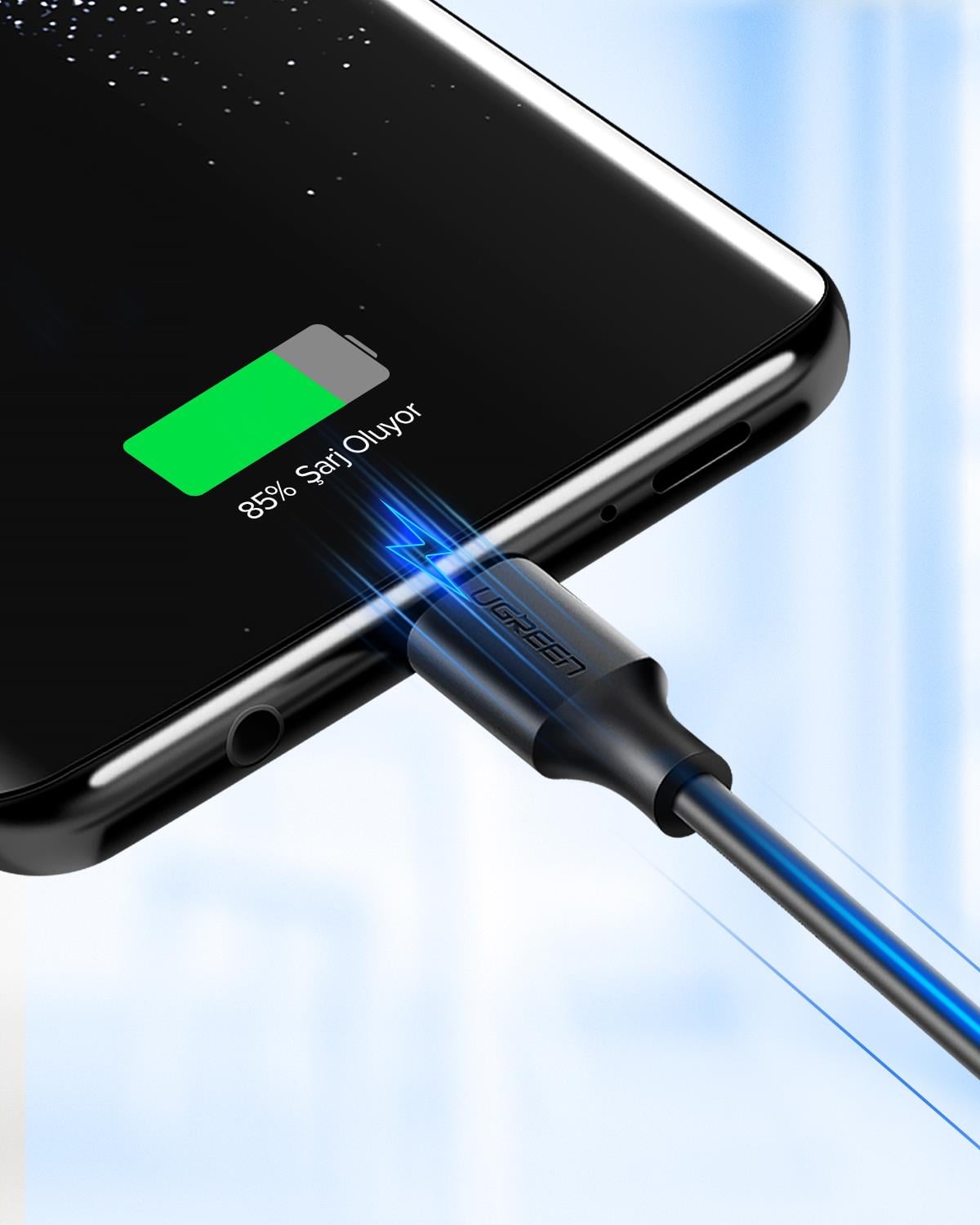 UGREEN USB-C to USB-A Şarj Kablosu, 2M, Siyah