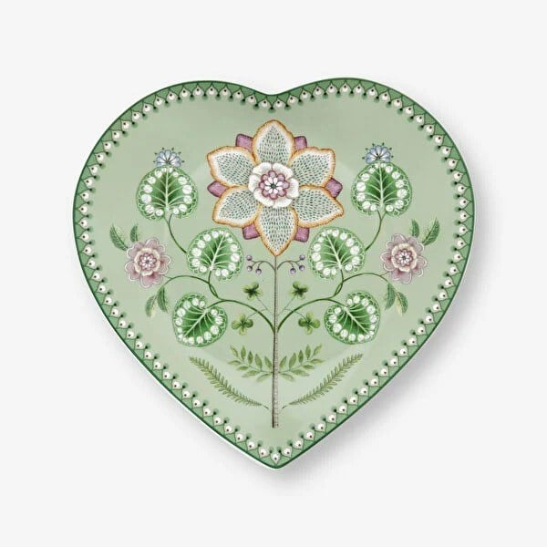 51001560 Lily & Lotus İkili Yeşil Kalpli Tabak Seti 21.5 cm