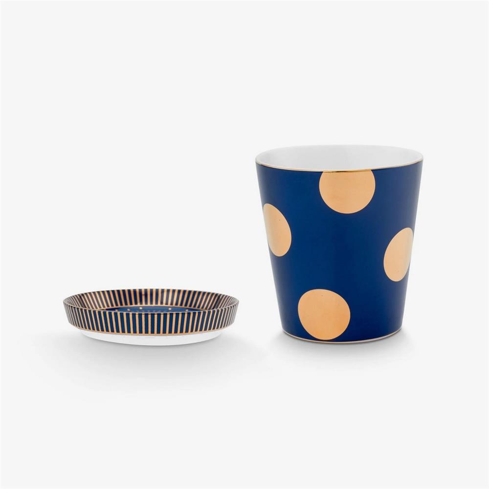 51002521 DOT DELIGHT ALTIN LACİVERTKULPSUZ MUG ÇEY TABAK SET
