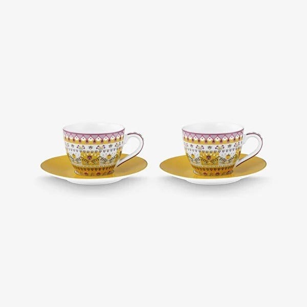 51004214 Lily & Lotus Sarı İkili Kahve Fincanı Seti