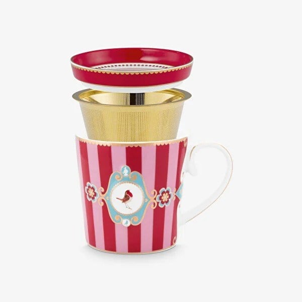 51020220 Love Birds Kırmızı/Pembe Çizgili İkili Tek Kşl. Set