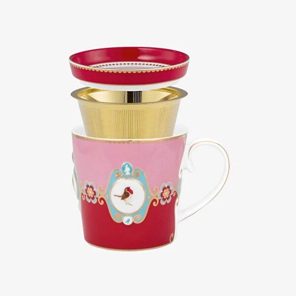 51020222 Love Birds Kırmızı/Pembe Madalyon Desenli Tek Kişil