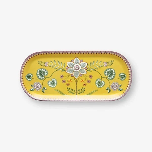 51022001 Lily & Lotus Sarı Oval Kek Servis Tabağı 33 cm