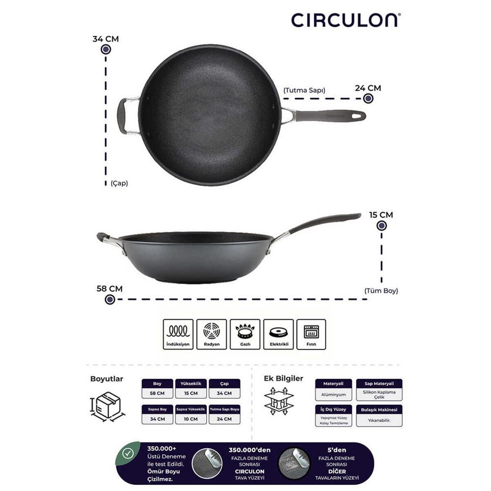 ANSAN D-MYR134W CIRCULON, 34CM WOK TAVA