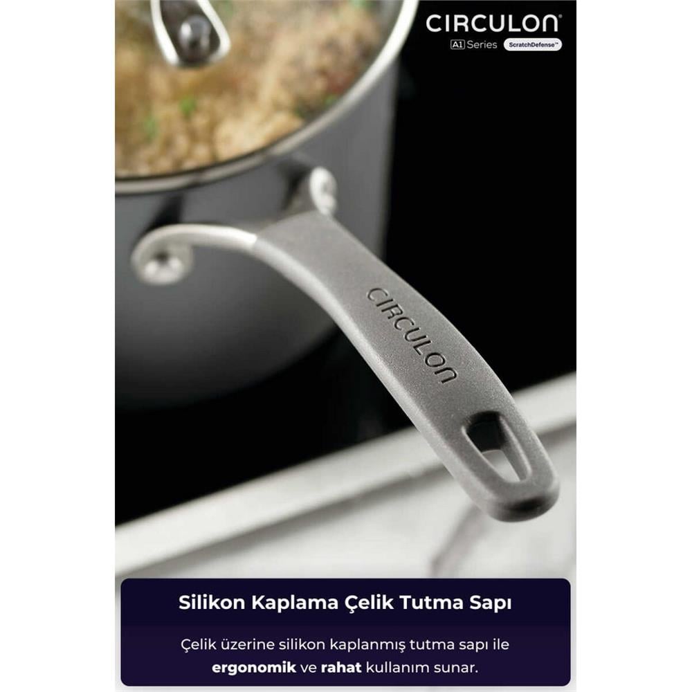 ANSAN D-MYR218 CIRCULON, 18CM CAM KAPAKLI SOS TENCERESİ