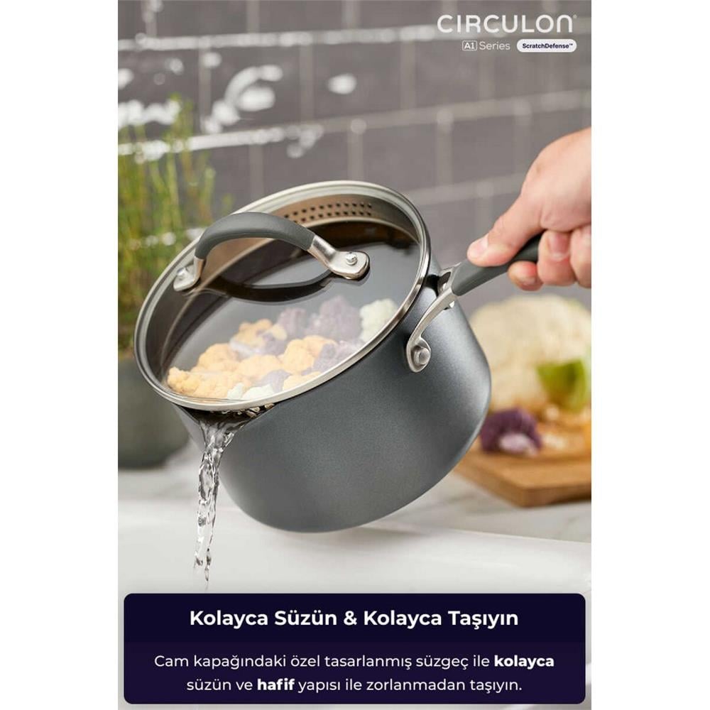 ANSAN D-MYR218 CIRCULON, 18CM CAM KAPAKLI SOS TENCERESİ
