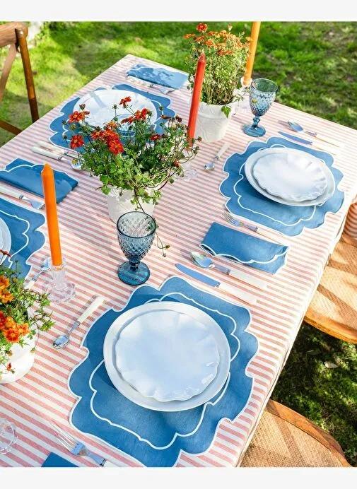 BEL-S-BLWH HOME BELMONTE AMERİKAN SERVİS MAVİ BEYAZ
