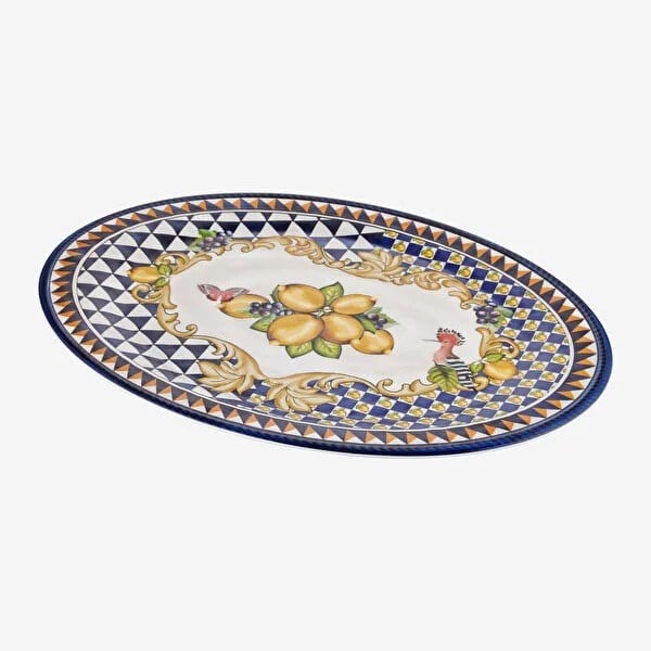 CAMC4083BL1 Capri Mavi Limon Buketi Oval Tepsi 50cm MELAMİN