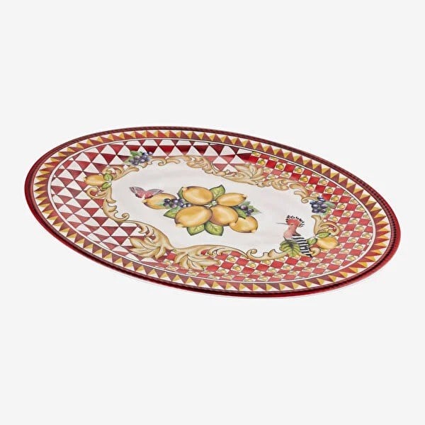 CAMC4083RD1 Capri Kırmızı Limon Buketi Oval Tepsi 50cm MELAM