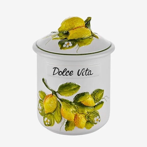 EW342R Edelweiss Italy Limone E Fiori Beyaz Seramik Küp