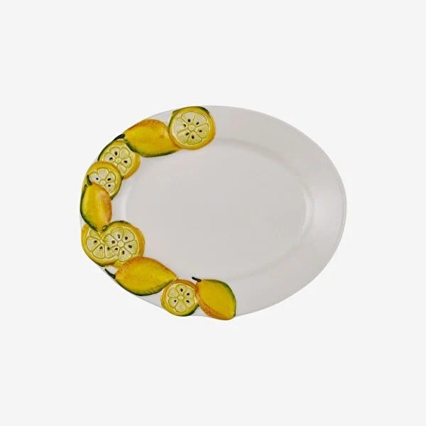 EW368R Edelweiss Italy Limone E Fiori Beyaz  Servis Tabağ