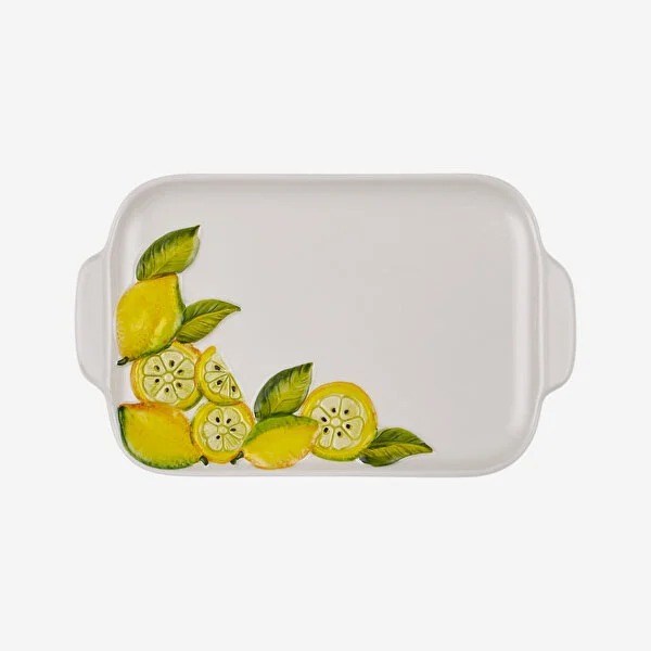EW371R Edelweiss Italy Limone E Fiori Beyaz  Servis Tabağ