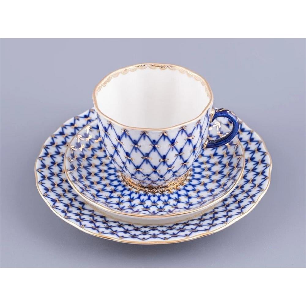 İMP 81.10104.00.1 3 parçalı kahve seti Lale Kobalt ağ