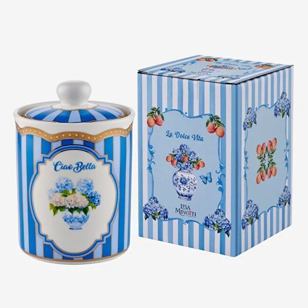 LMPPLBC700BL Lisa Minotti Mavi Porselen Saklama Kabı 700 Ml