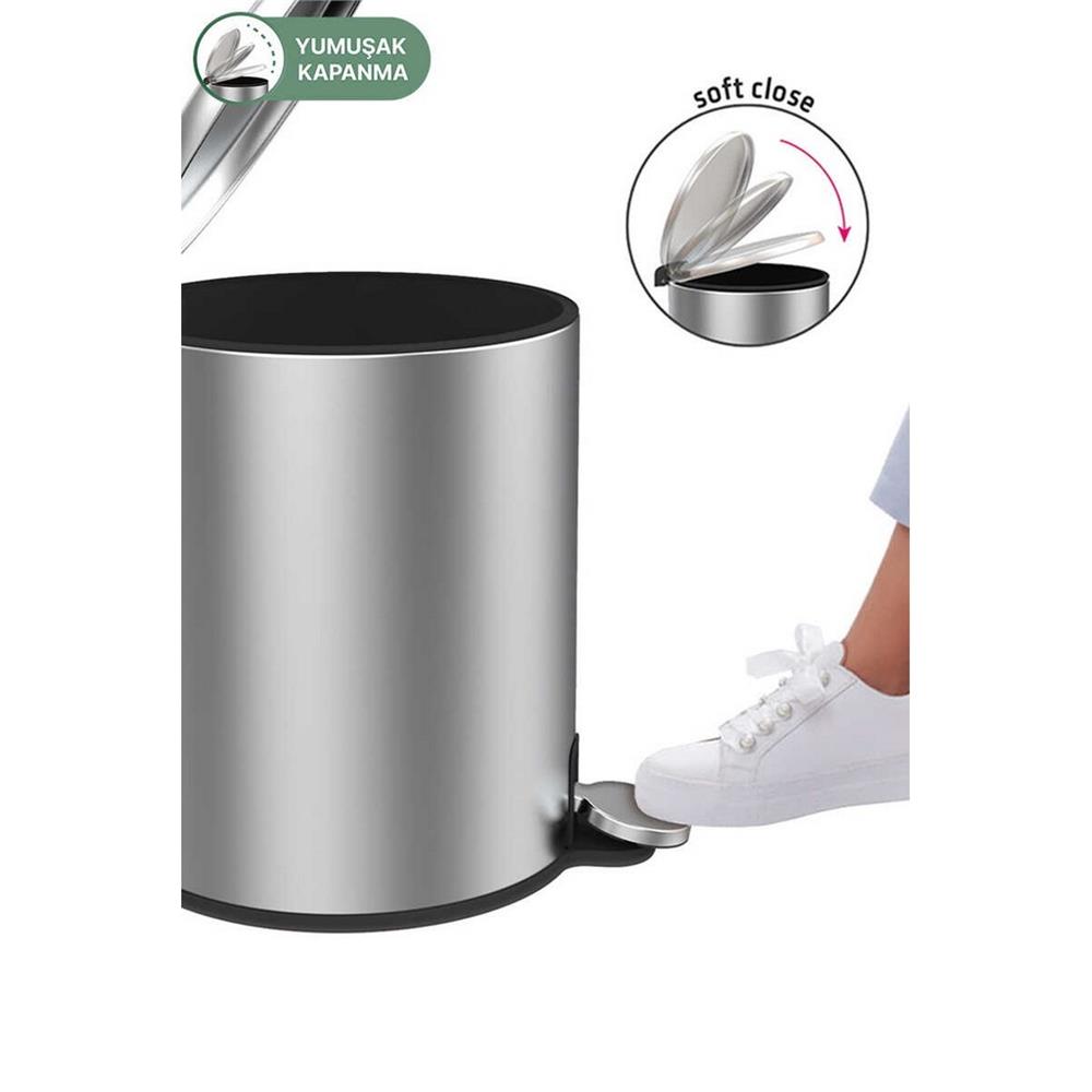 M­E41­30­06 CİGO PEDALLI ÇÖP KOVASI 6LT MAT METAL