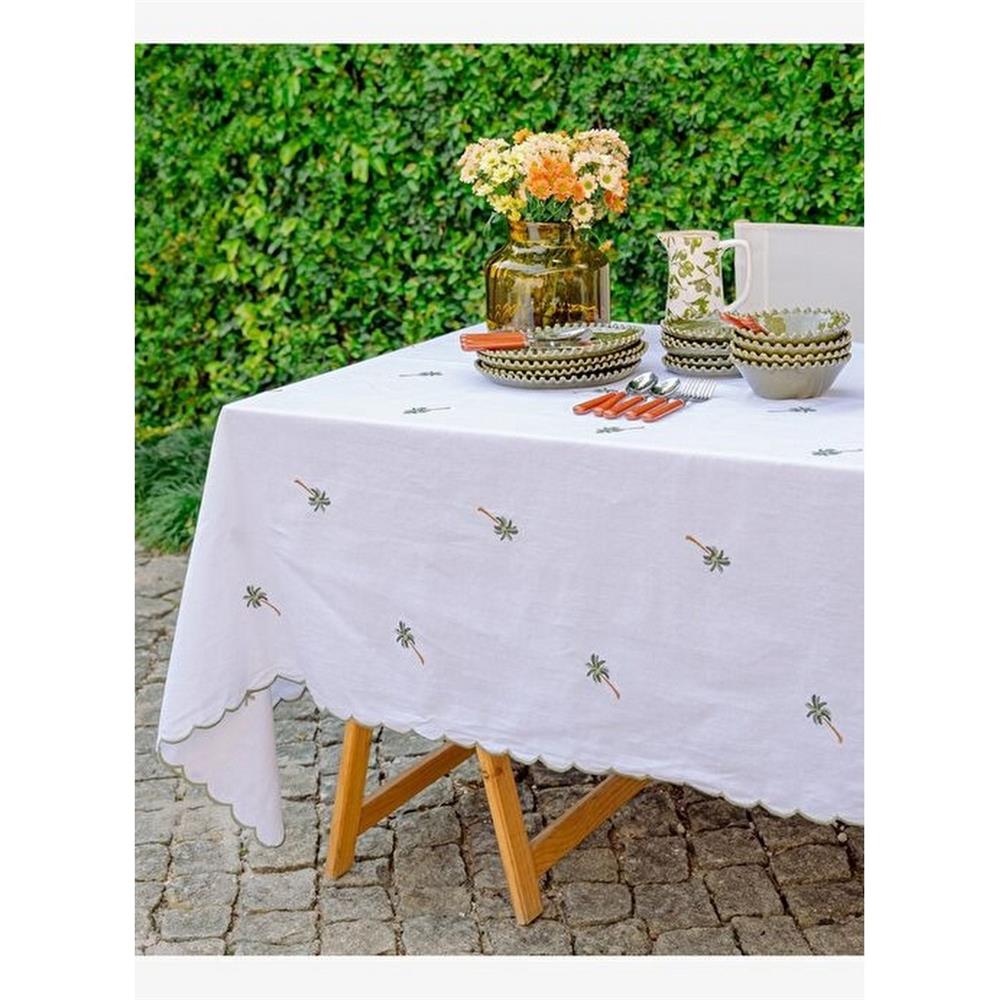 MARİAİDA PAL-T-WH HOME PALM TREE BOLE TABLECLOTH 150*250